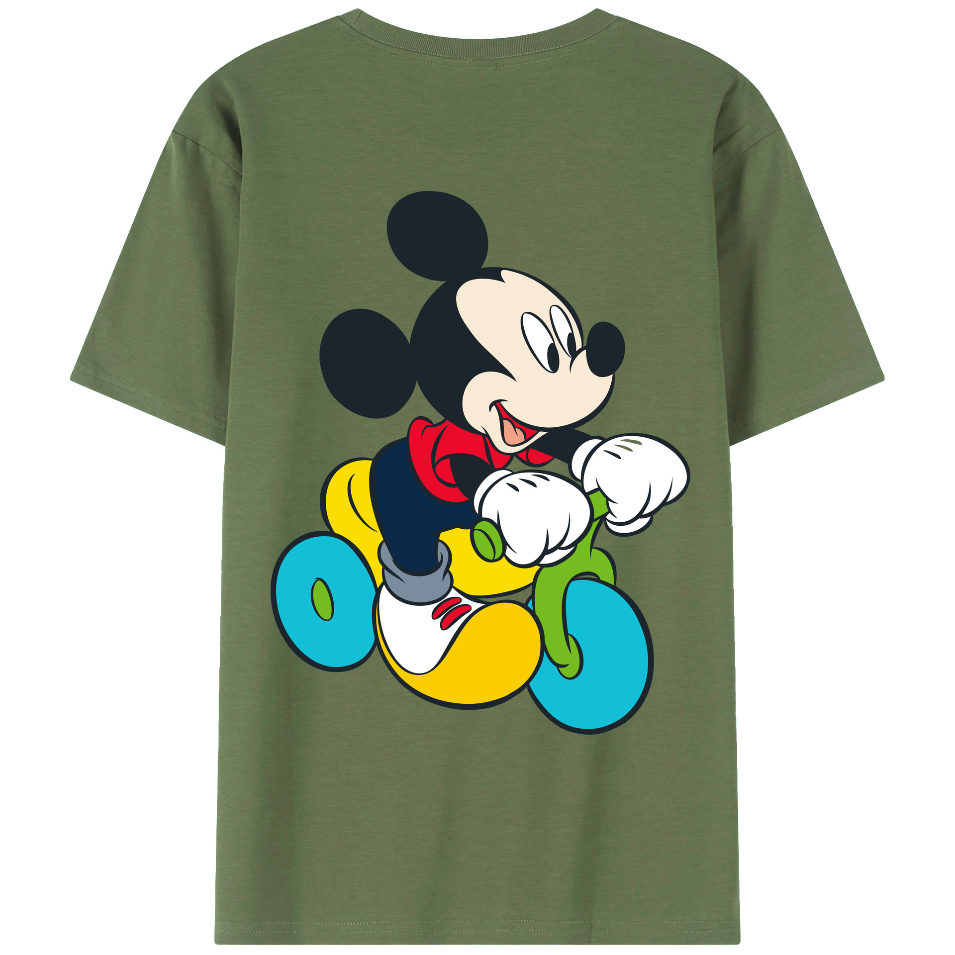 ミッキーマウス Mickey Mouse 綿100％ メンズ半袖Tシャツ（バックプリント） 通気性